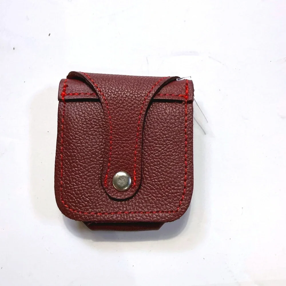 Vintage Leather Belt Pouch Dual Snap Utility Coin EDC Holder Maroon